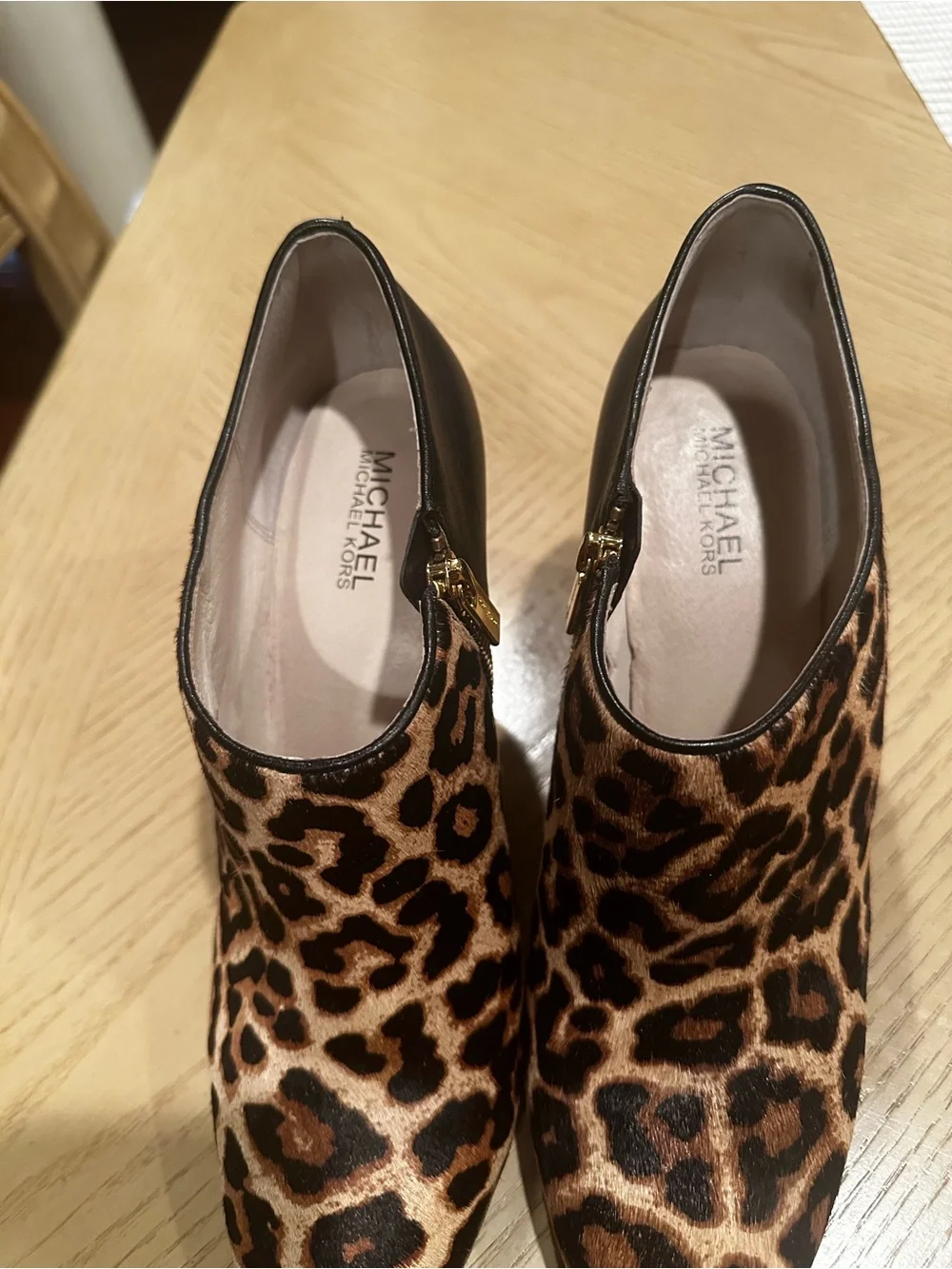 MICHAEL Michael Kors Leopard Print Calf Hair Stiletto Booties Size 10M